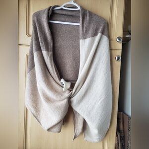 Celeste Two-Tone Wool Cashmere Blend Brown and Cream Wrap Scarf